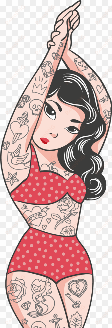 pinup girl with tattoos wall sticker - pin up girl tattoo ipod touch 6 3d case full warp