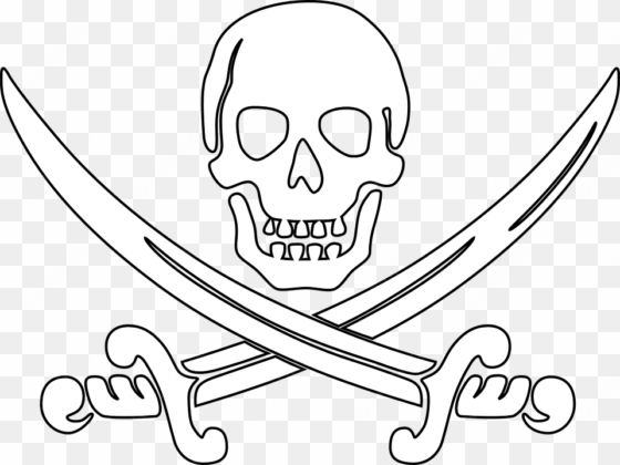 pirate skull outline sword swords death's - pirate flag
