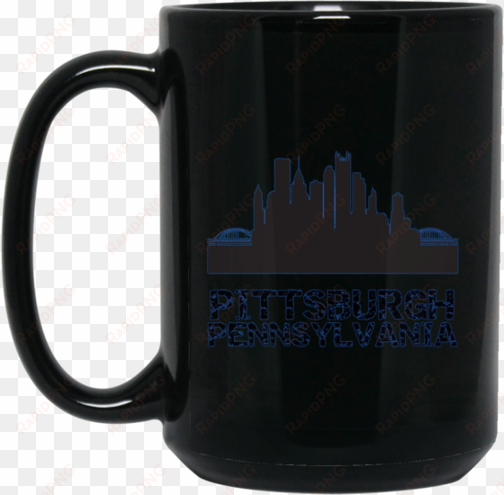 pittsburgh pennsylvania city skyline silhouette 15 - golf stud black 15oz mug