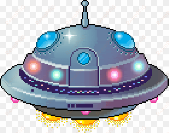 pixel space ufo spaceship metal lights colors alien - pixel ufo