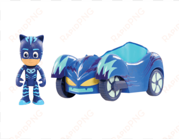 pj masks cat-car vehicle with catboy figure - white