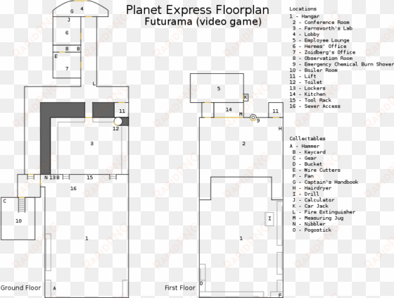 planet express ground plan - map of planet express building