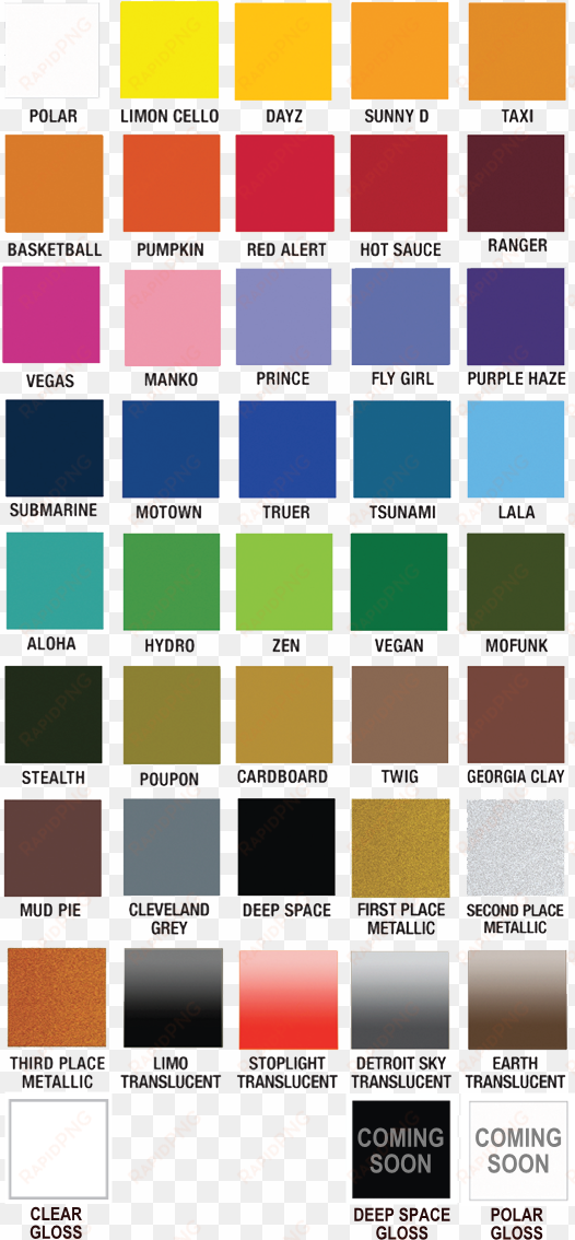 plutonium color chart - sun and rain paint colors