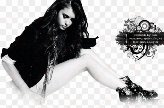 png 007 ~ nina dobrev - megan nicole black and white