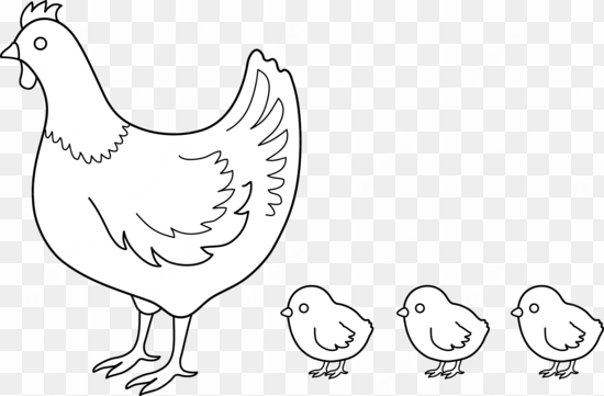 png free library chick clipart black and white - hen with chicks drawing