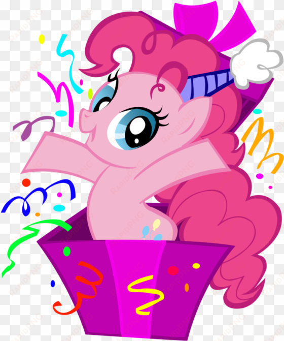 png freeuse library pinkie in a box w confetti by - my little pony birthday clipart