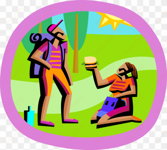png freeuse stock hikers stop for lunch image illustration - picnic