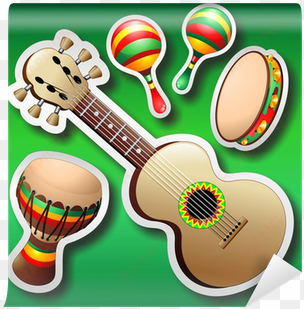 png library library bongo stickers on green chitarra - guitarras y maracas