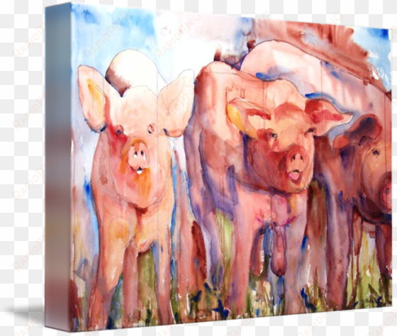 png library pig squeal painting farm animal art by - gallery-wrapped canvas art print 20 x 16 entitled pig