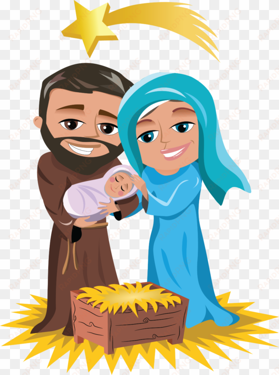 png royalty free christmas jesus clipart - mary and joseph cartoon