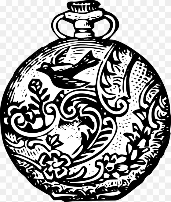 pocket watch ornate pocket watch vintage pocket watch - rockabilly button swallow tattoo style nautical sailor
