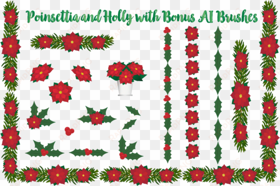 poinsettias and holly elements example image