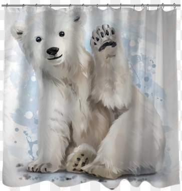 polar bear watercolor painting shower curtain • pixers® - polar bear watercolor painting