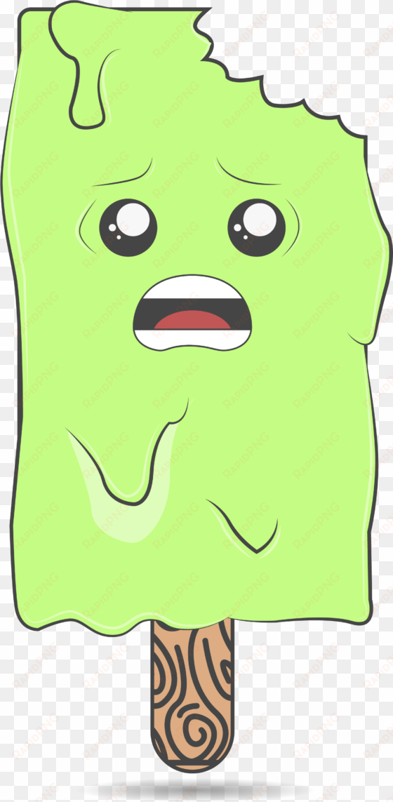 popsicle clipart green - cute melting cartoon popsicles