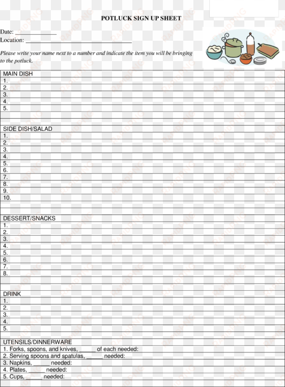 potluck signup sheet main image - free potluck sign up sheets template