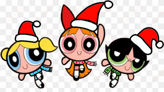 powerpuff girls wear christmas hat and winter clothes - dibujos de las chicas superpoderosas para colorear