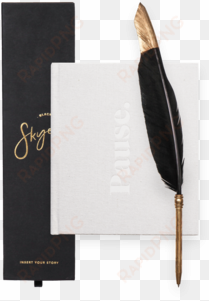 press pause black feather pen bundle - feather