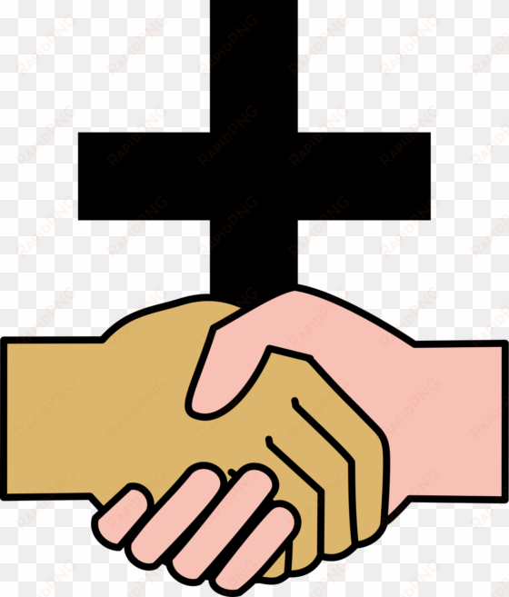 preview clipart - shaking hands with a cross