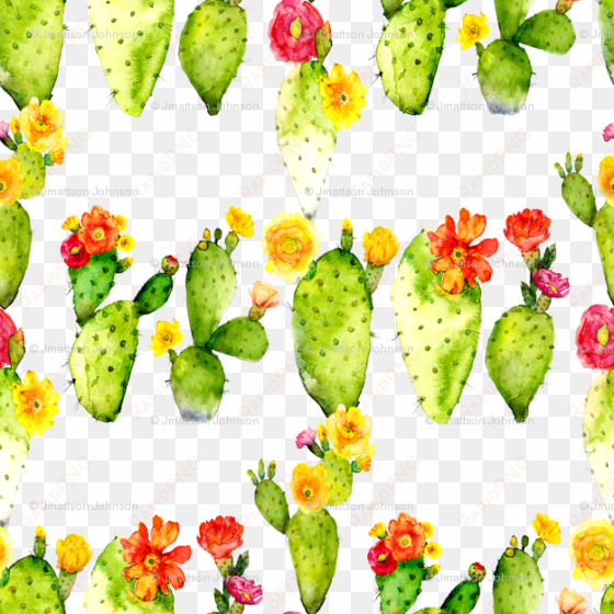 prickly pear watercolor cactus on white wallpaper