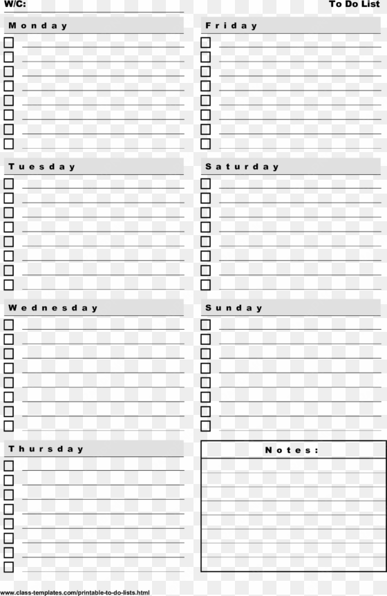 printable to-do list 7 days a week portrait main image - number