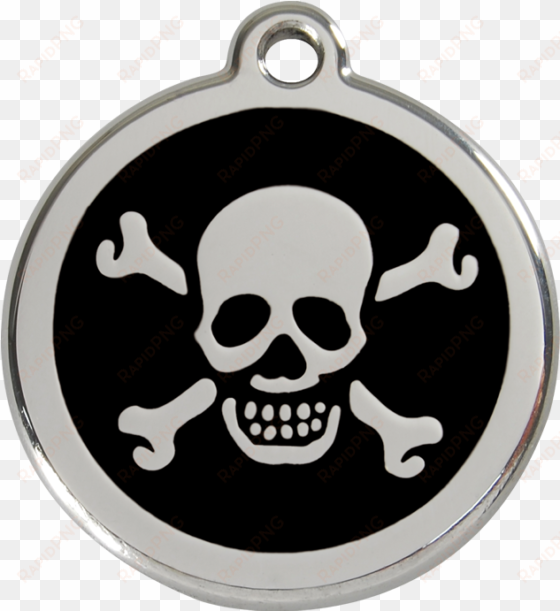 product codes - red dingo dog collar tag skull design black
