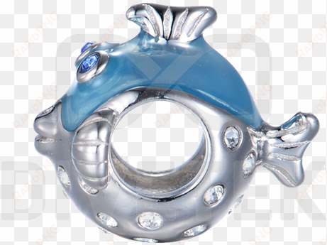 puffer fish bead - silver