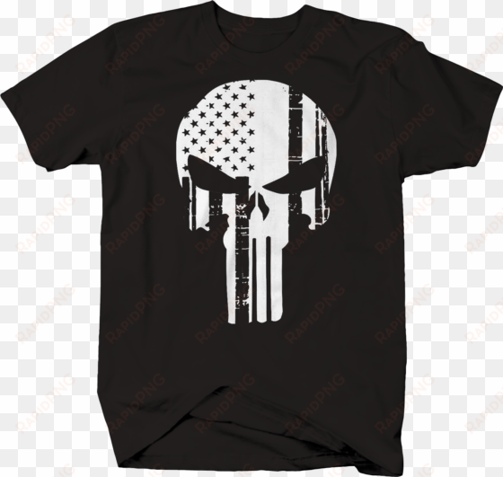 Punisher Skull Military Stars Stripes Flag Distressed - American Flag Punisher Skull Black transparent png image