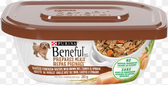 purina® beneful® prepared meals™ roasted chicken recipe - purina beneful chopped blends chicken, carrots, peas