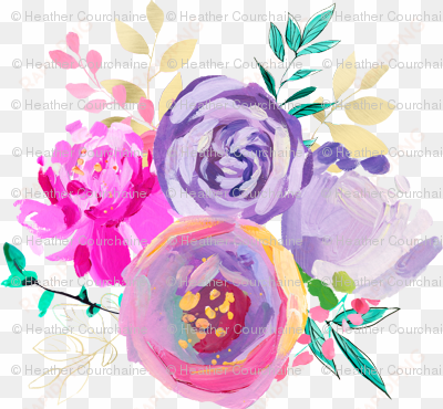 purple and gold floral bouquet 1 6" back - purple and gold floral clip art