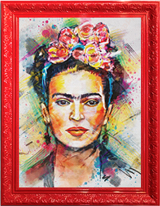 quadro retrô frida kahlo colors vermelho - frida kahlo