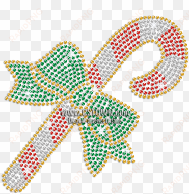 quality iron-on christmas candy cane rhinestone transfer