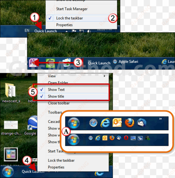 Quick Launch Bar Windows 7 B - Quick Launch Windows Vista transparent png image