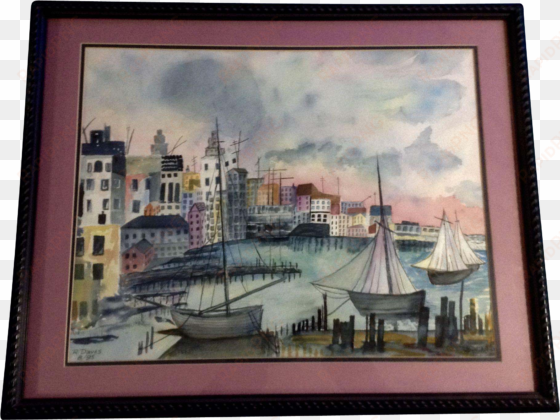 r daves, watercolor painting harbor cityscape works - watercolor painting