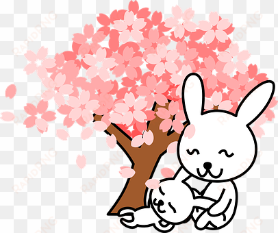 rabbits bunnies animal cute tree cherry tr - japan cherry blossom cartoon
