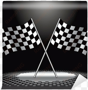 racing checkered flags under spotlight wall mural • - checkered flags