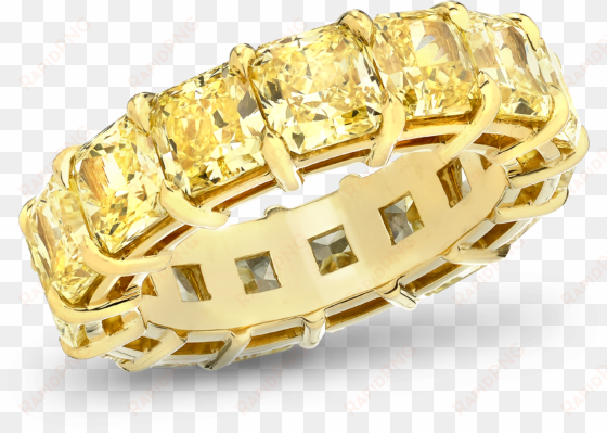 radiant fancy yellow diamond band - bling-bling