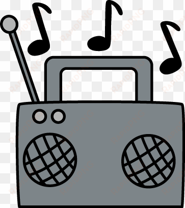 radio with music notes - boombox clipart