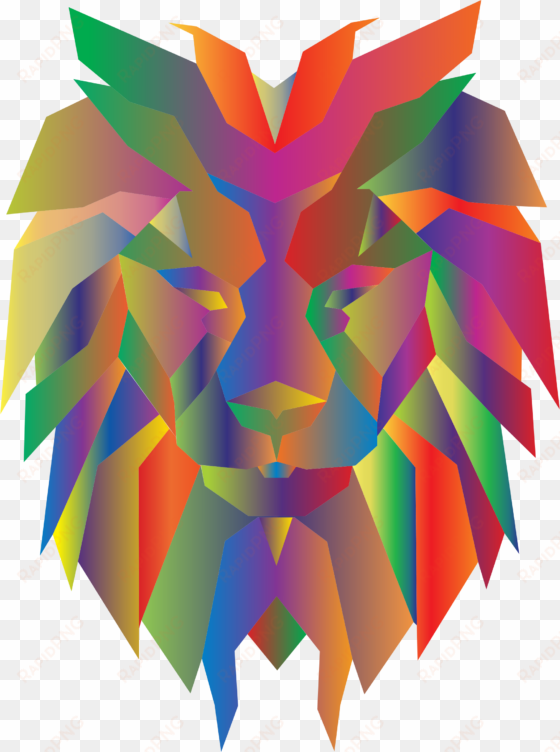 rainbow clipart lion - lion faces graphic design