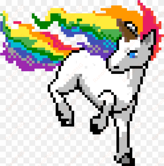 rainbow unicorn - pixel art licorne difficile