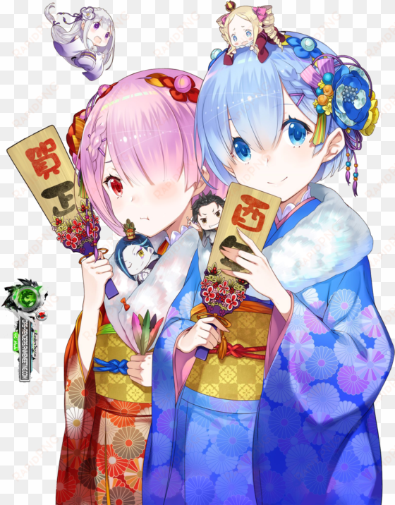 Ram Rem Kimono Re Zero Pinterest Anime Kimono Png Cute - Re Zero Rem Kimono transparent png image