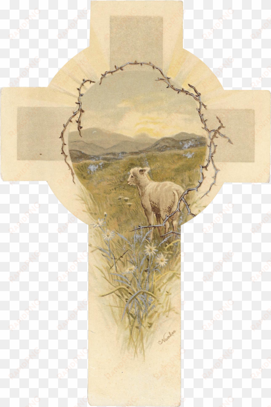 raphael tuck & sons easter cross shaped card with lamb - elk