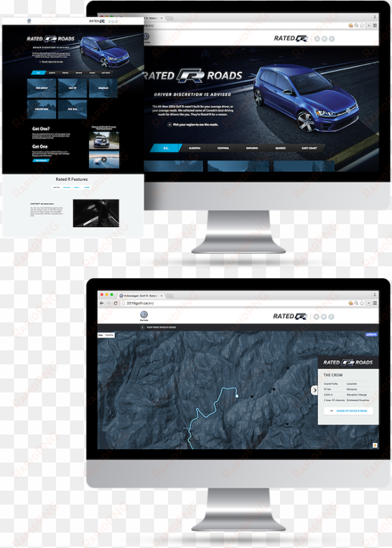 rated r landing page with maps of popular drives for - computer monitor