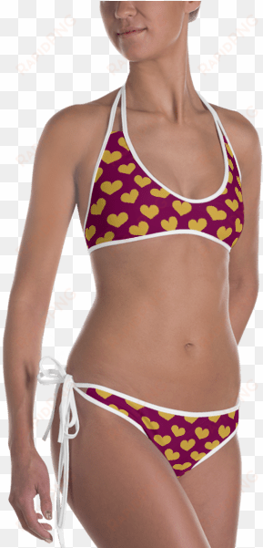 red and gold hearts on a maroon background reversible - swimsuit