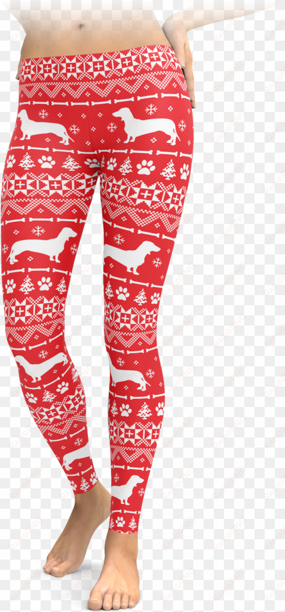 red dachshund holiday leggings - leggings