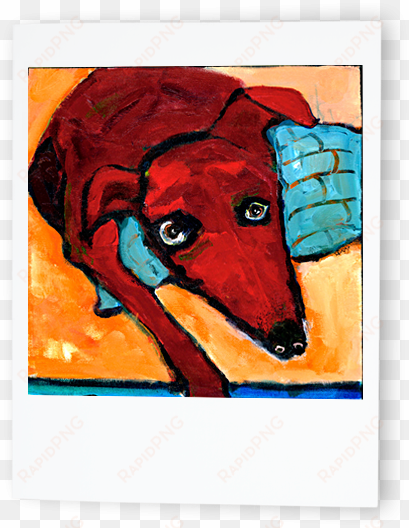 red dog with blue blanket