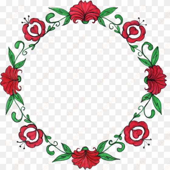 red flower clipart circle flower - flower circle frame png