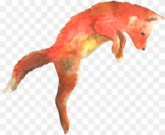red hand painted transparent watercolor animal decorative - fox design transparent background
