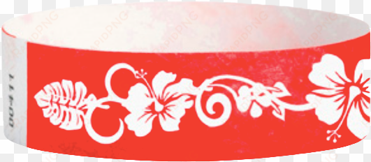 red hawaiian flower 3/4” tyvek wristbands - red hawaiian flower - wristco 3/4" tyvek wristbands