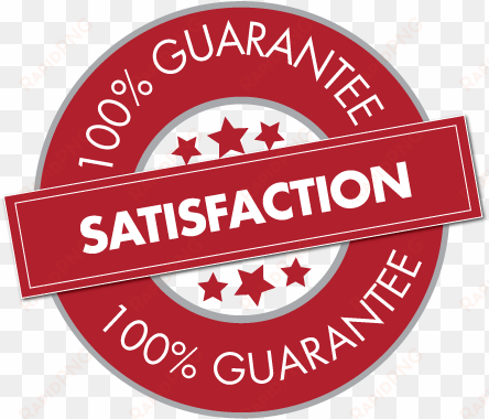 red icon of a badge saying 100% guaranteed satisfaction - red