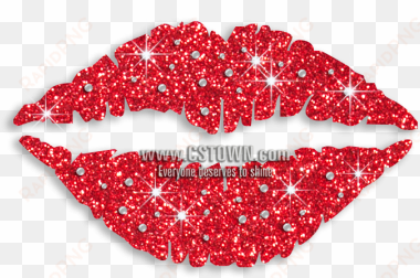 red lips & kiss iron-on glitter rhinestone transfer - international kissing day 2018